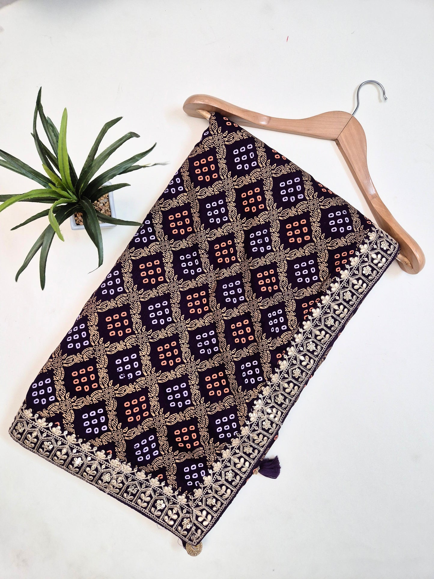 Banarasi Bandhani Saree with Stitched Blouse