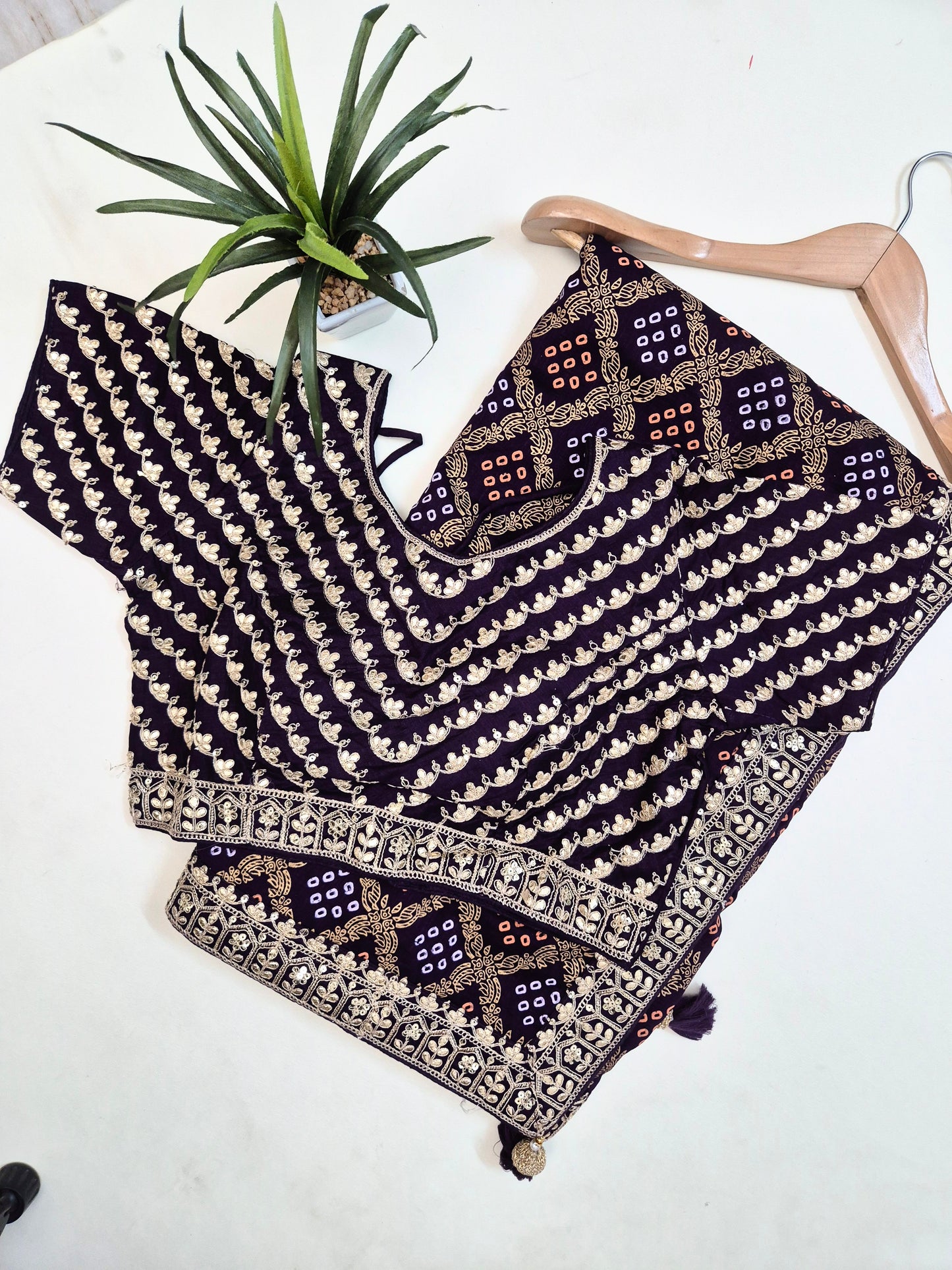 Banarasi Bandhani Saree with Stitched Blouse