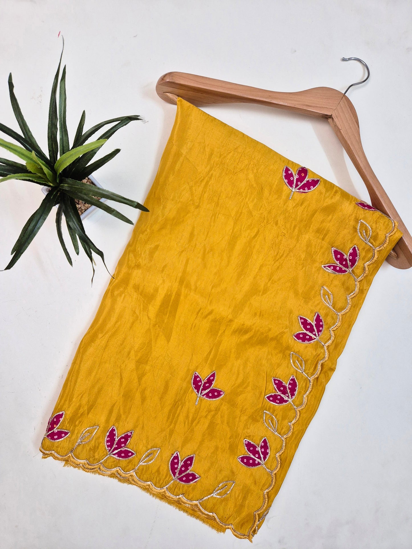 Organza-Crepe Saree with Bandhani Stitched Blouse