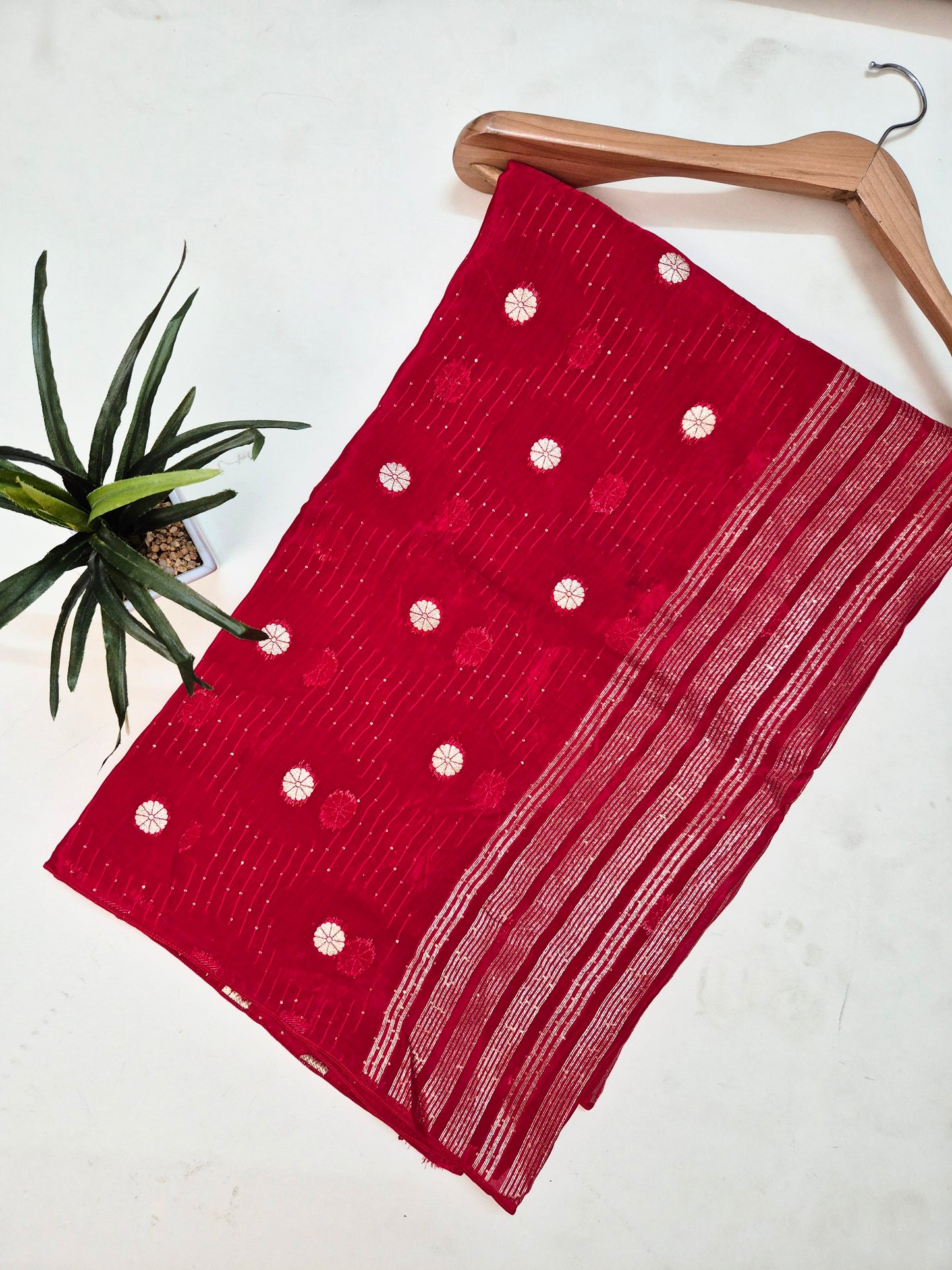 Viscose Crepe Saree with Stitched Blouse