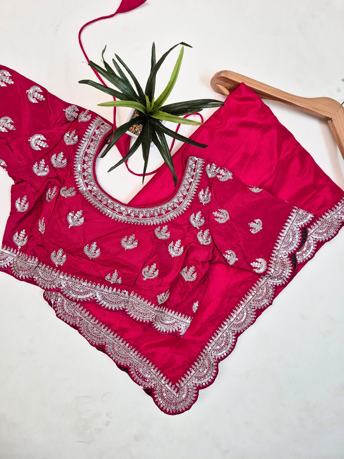 Premium Crepe-Satin Silk Saree with Stitched Blouse