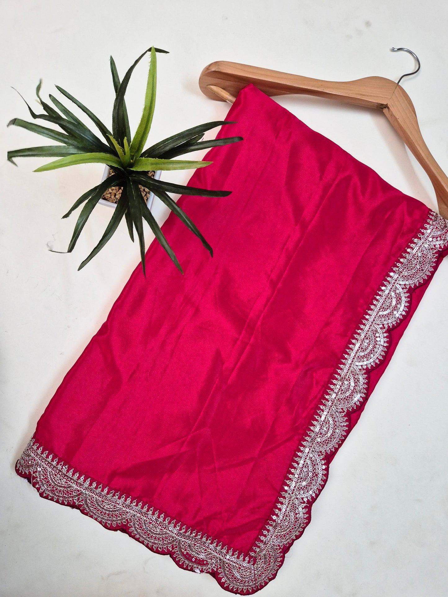Premium Crepe-Satin Silk Saree with Stitched Blouse