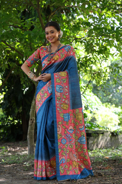 Lotus Tussar Silk Printed Saree