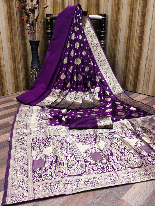 Banarasi Soft Silk Saree with Un-Stitch Weaving Blouse