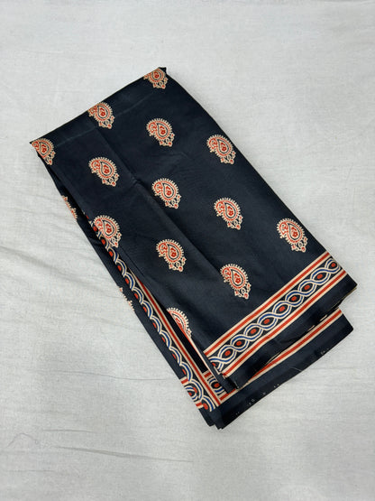 6-Ajrakh Soft Tussar Silk Saree