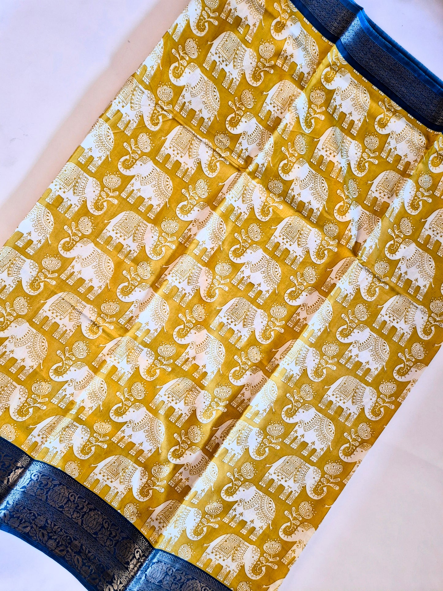 Elephant Cotton Silk Saree with Weaving Border