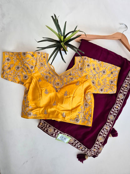 Premium Crepe Silk Saree with Stitched Blouse