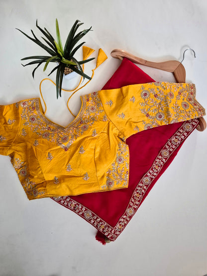Premium Crepe Silk Saree with Stitched Blouse