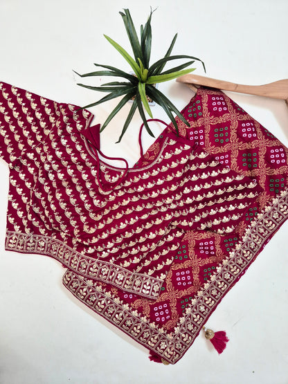 Banarasi Bandhani Saree with Stitched Blouse