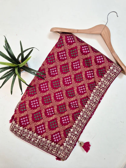 Banarasi Bandhani Saree with Stitched Blouse