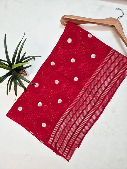 Viscose Crepe Saree with Stitched Blouse