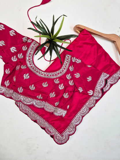 Premium Crepe-Satin Silk Saree with Stitched Blouse
