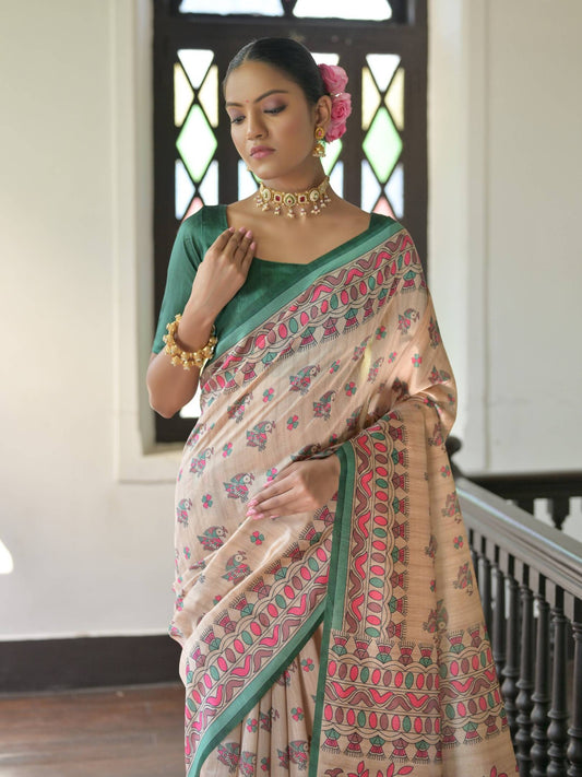 Madhubani Soft Tussar Silk Saree