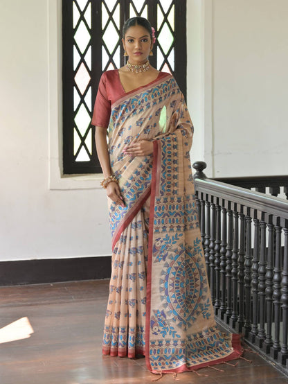 Madhubani Soft Tussar Silk Saree