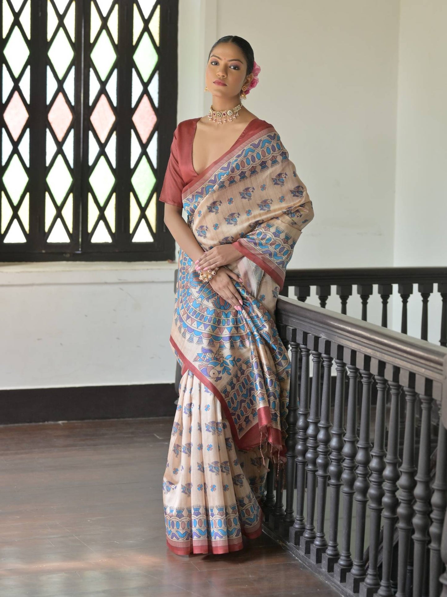 Madhubani Soft Tussar Silk Saree