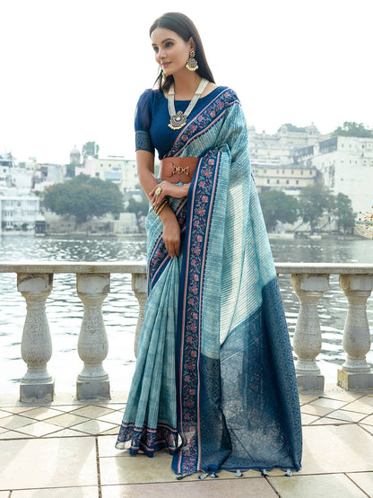 Soft Silk Saree with Contrast Rich Zari Pallu and Border