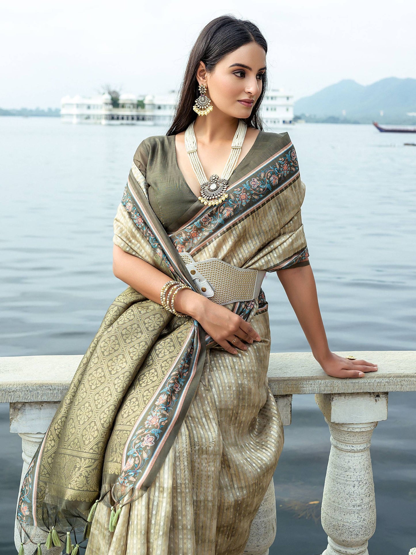 Soft Silk Saree with Contrast Rich Zari Pallu and Border