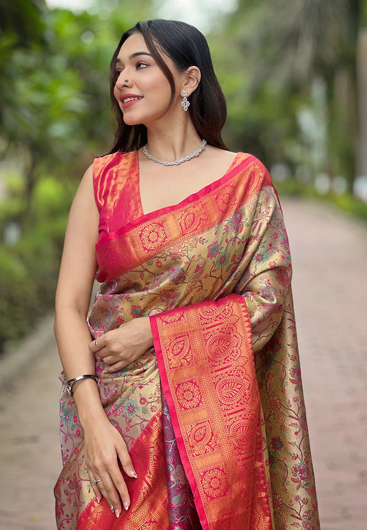 Meenakari Kanjivaram Pure Silk Saree