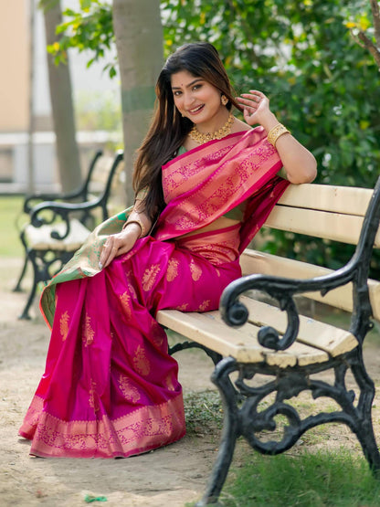 Banarasi Katan Silk Saree with Un-Stitch Weaving Blouse