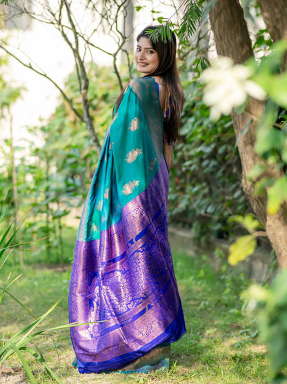 Banarasi Katan Silk Saree with Un-Stitch Weaving Blouse