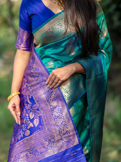 Banarasi Katan Silk Saree with Un-Stitch Weaving Blouse