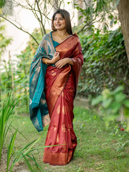 Banarasi Katan Silk Saree with Un-Stitch Weaving Blouse