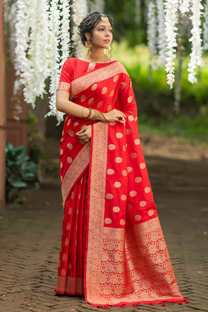 Payal Gupta In Our Soft Katan Silk Saree with Pure Zari Weaves(Flower)