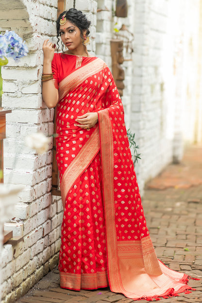 Soft Banarasi Katan Silk Saree with Pure Zari Weaves.