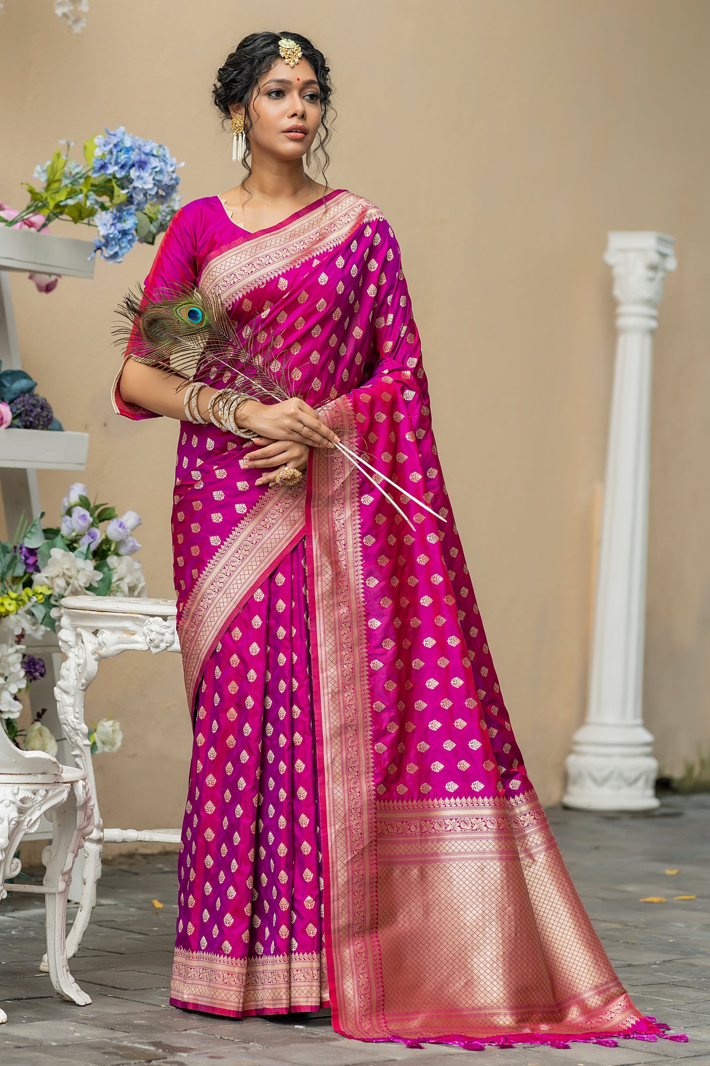 Soft Banarasi Katan Silk Saree with Pure Zari Weaves.