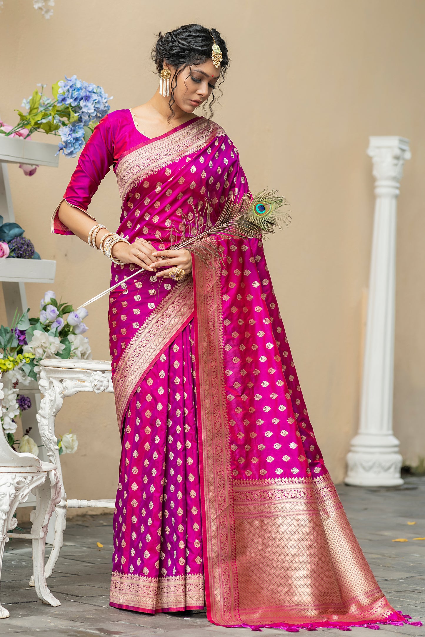 Soft Banarasi Katan Silk Saree with Pure Zari Weaves.