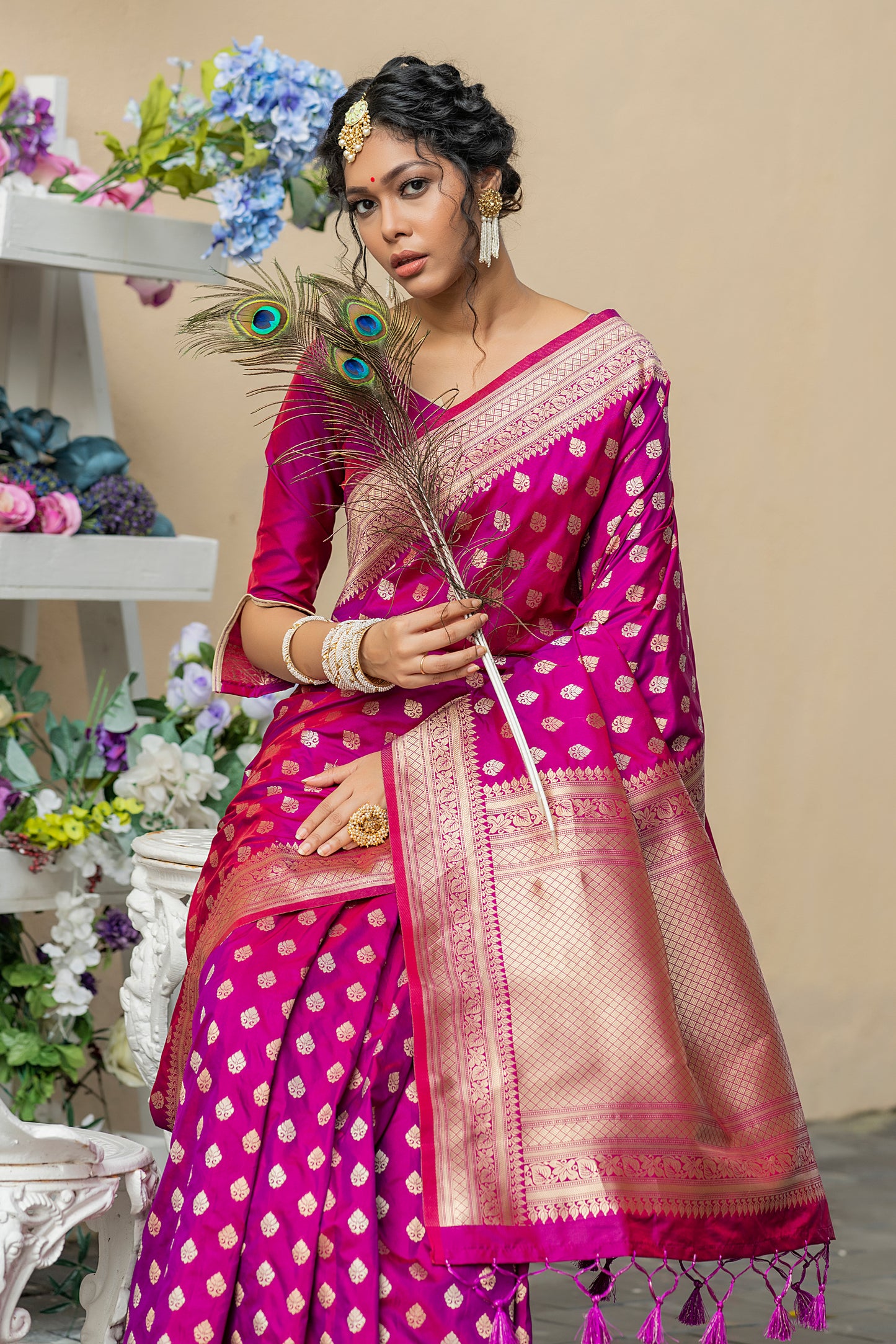 Soft Banarasi Katan Silk Saree with Pure Zari Weaves.