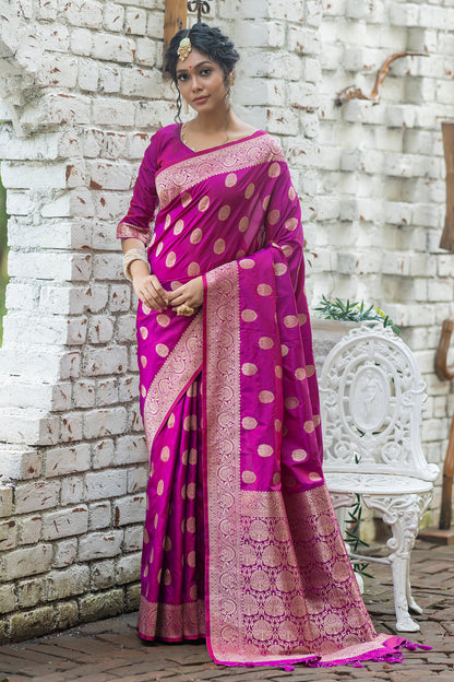 Payal Gupta In Our Soft Katan Silk Saree with Pure Zari Weaves(Flower)