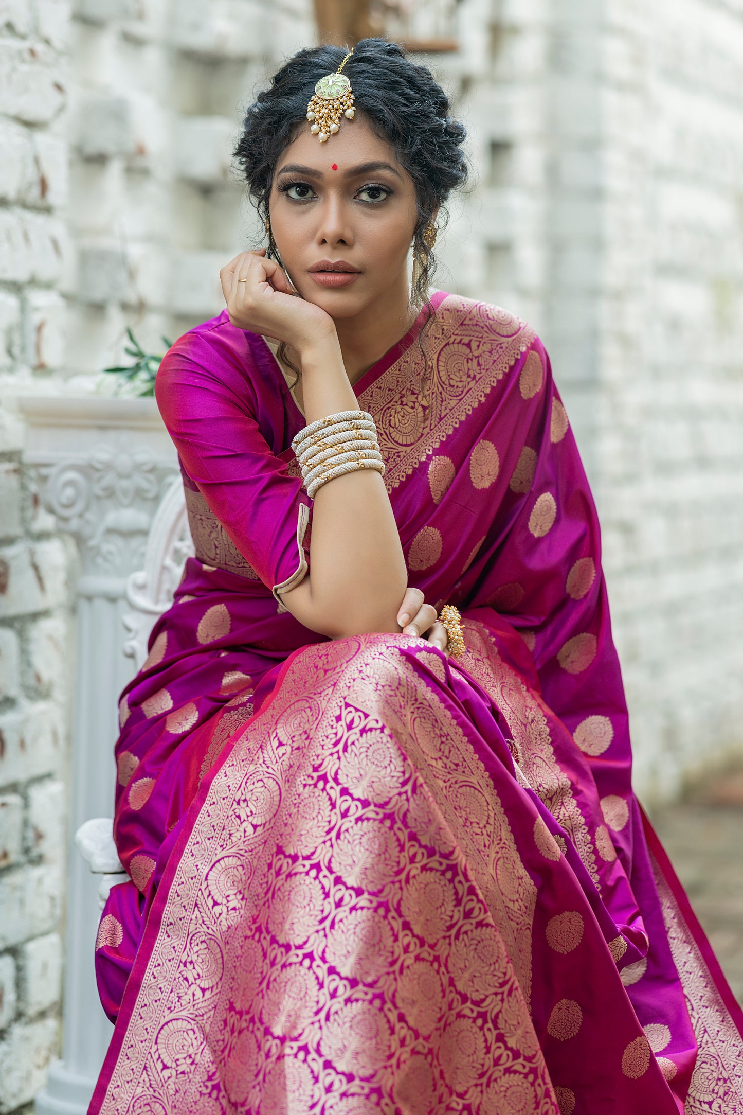 Payal Gupta In Our Soft Katan Silk Saree with Pure Zari Weaves(Flower)