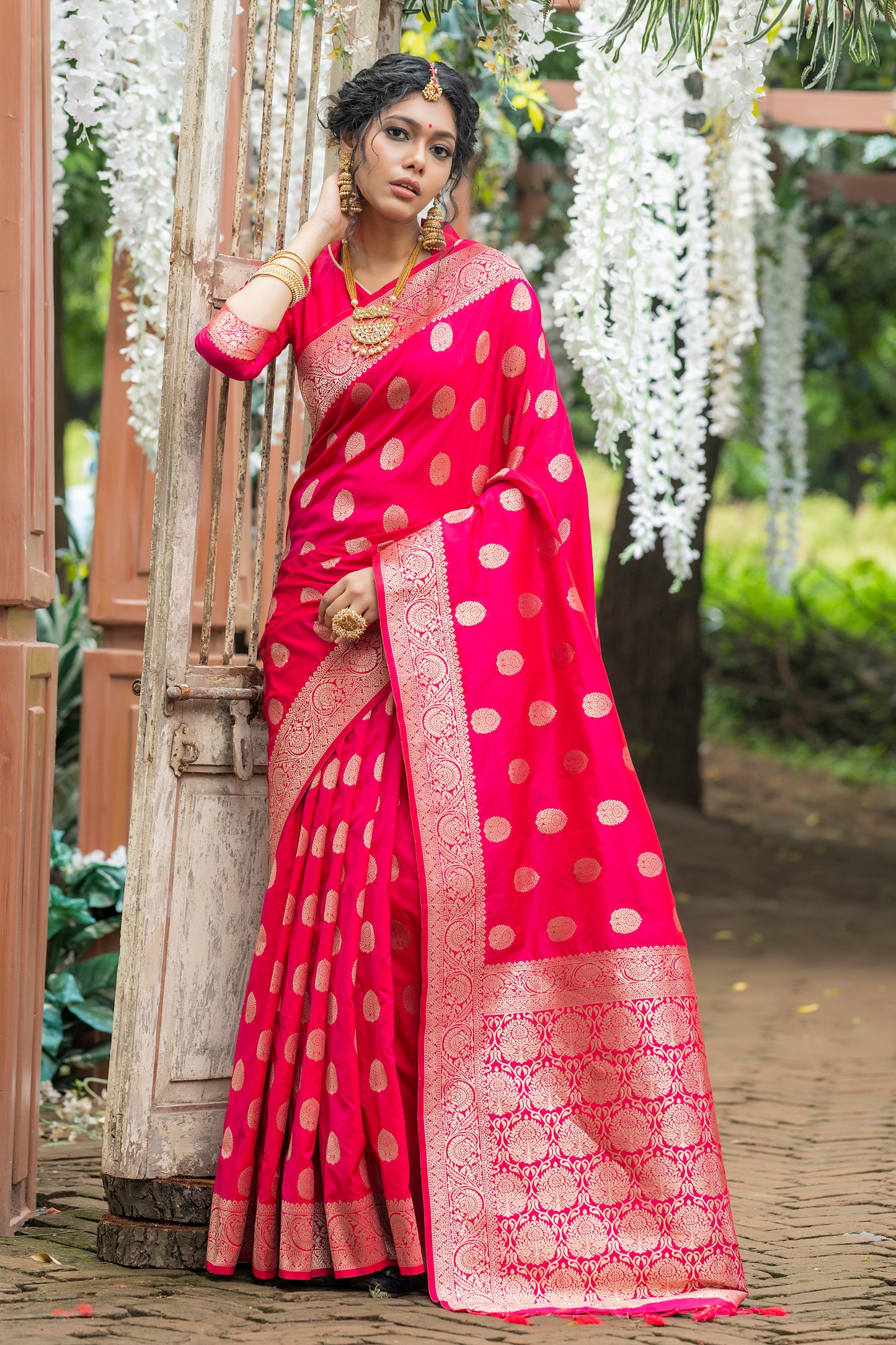 Payal Gupta In Our Soft Katan Silk Saree with Pure Zari Weaves(Flower)