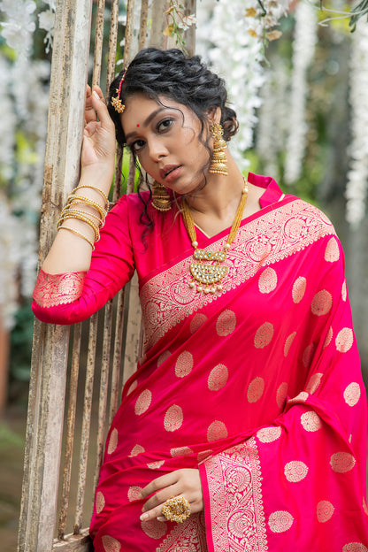 Payal Gupta In Our Soft Katan Silk Saree with Pure Zari Weaves(Flower)