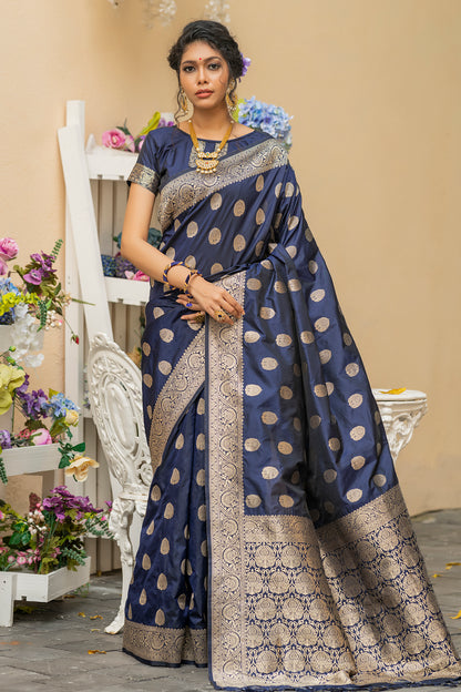 Payal Gupta In Our Soft Katan Silk Saree with Pure Zari Weaves(Flower)