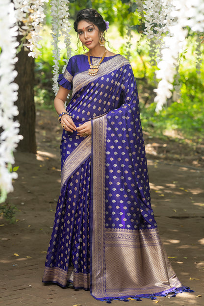 Soft Banarasi Katan Silk Saree with Pure Zari Weaves.