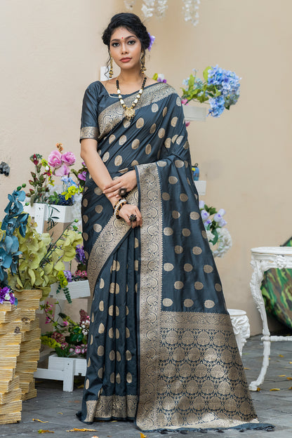 Payal Gupta In Our Soft Katan Silk Saree with Pure Zari Weaves(Flower)