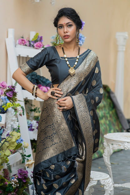 Payal Gupta In Our Soft Katan Silk Saree with Pure Zari Weaves(Flower)