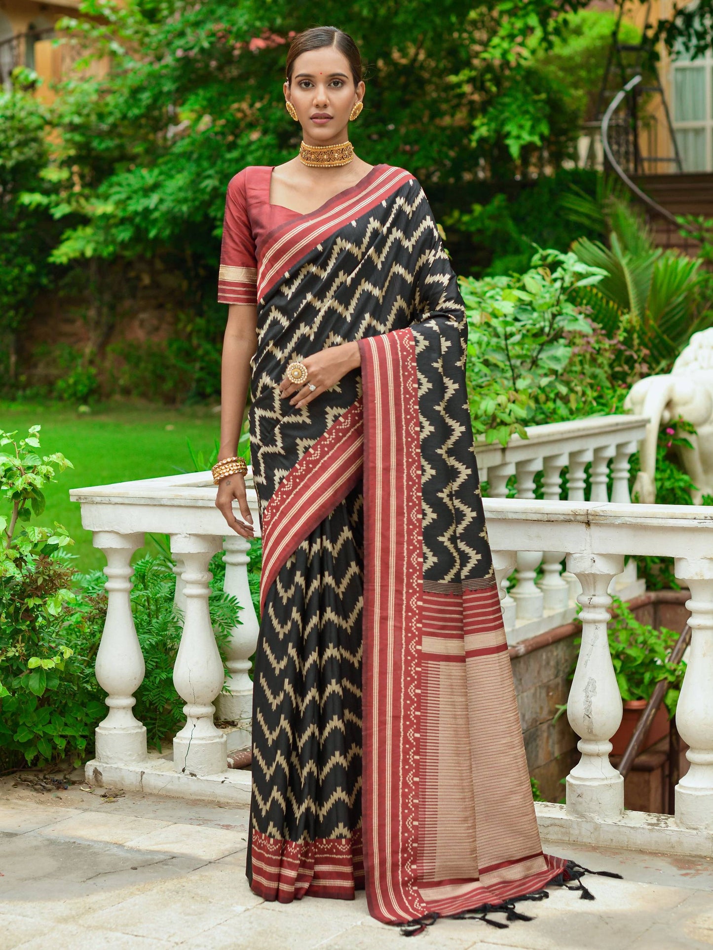 Zigzag -Handloom Weaving Silk Saree