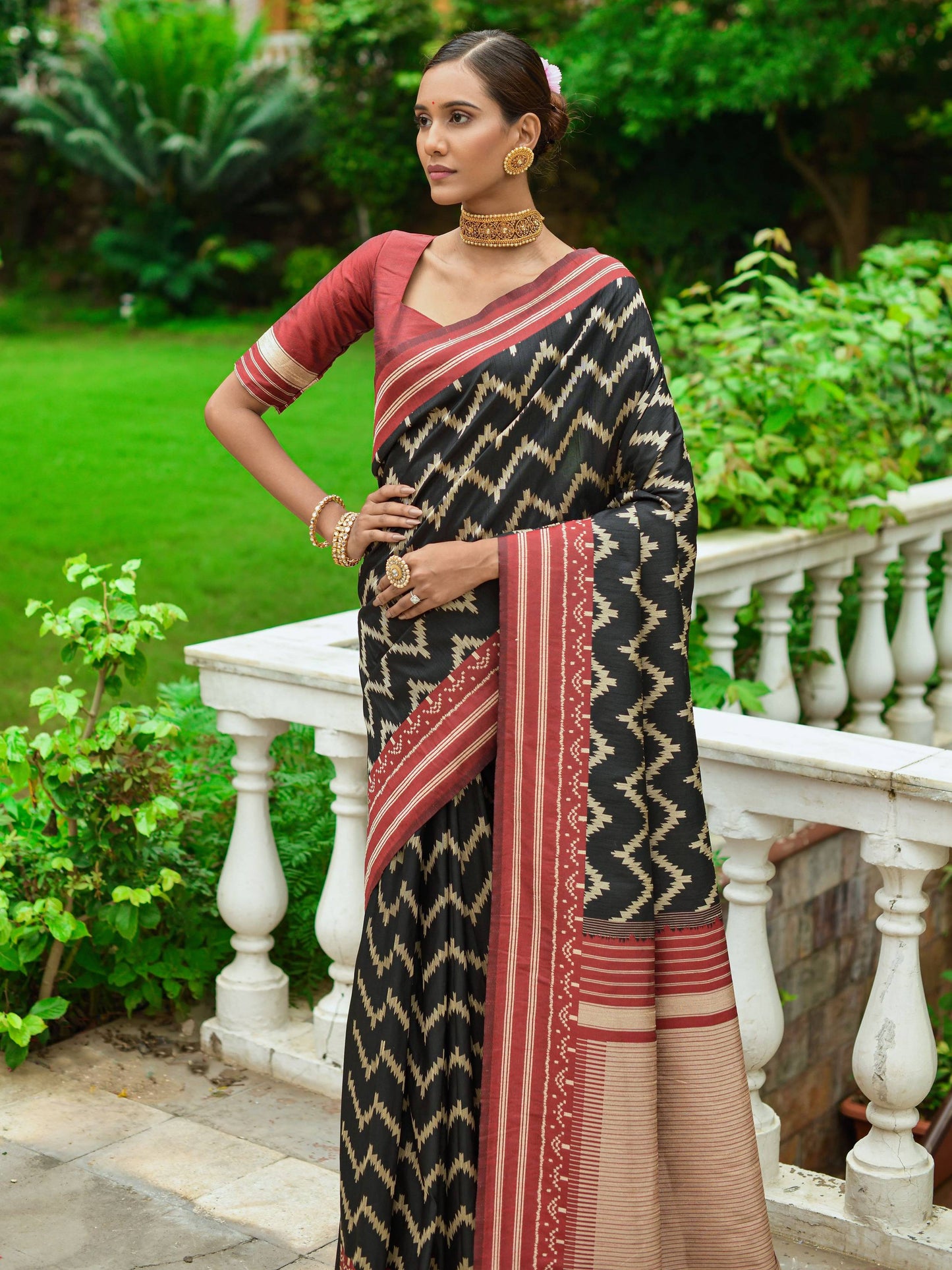 Zigzag -Handloom Weaving Silk Saree