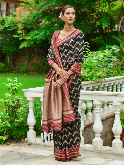 Zigzag -Handloom Weaving Silk Saree