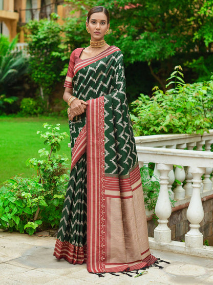 Zigzag -Handloom Weaving Silk Saree