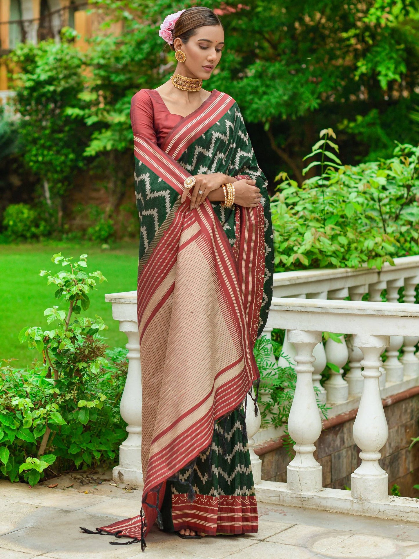 Zigzag -Handloom Weaving Silk Saree