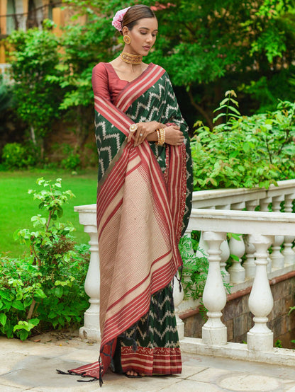 Zigzag -Handloom Weaving Silk Saree