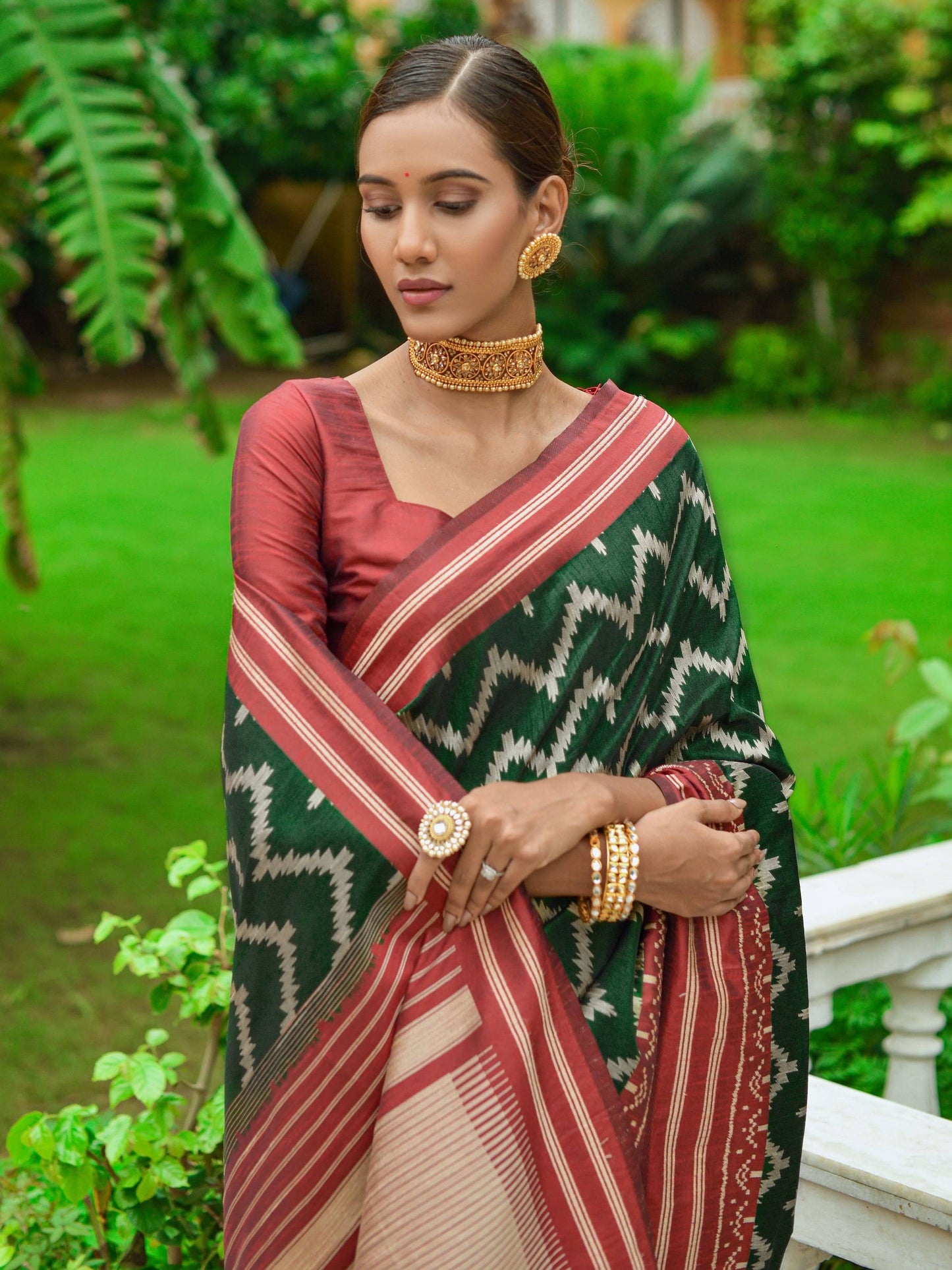 Zigzag -Handloom Weaving Silk Saree