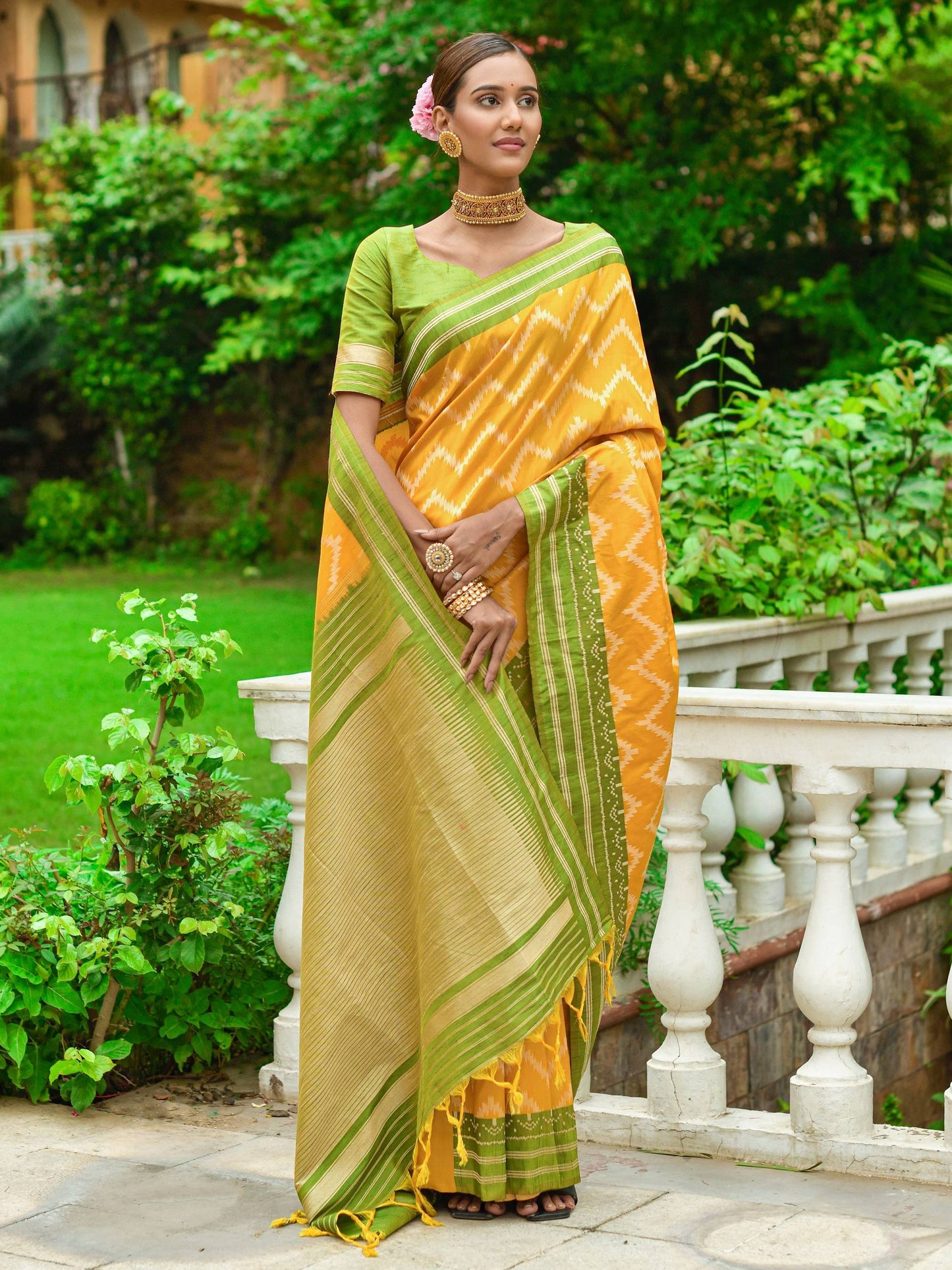 Zigzag -Handloom Weaving Silk Saree