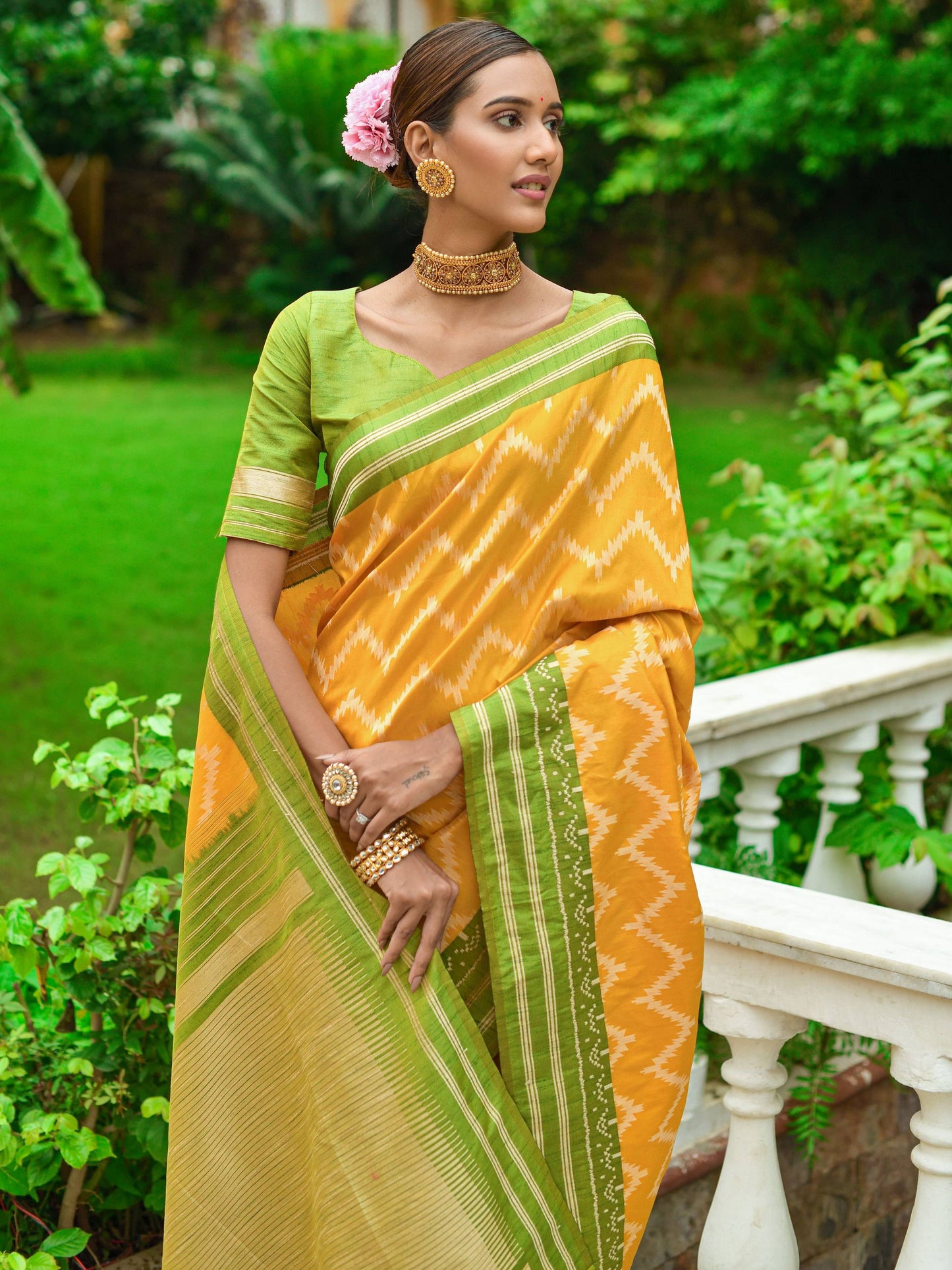 Zigzag -Handloom Weaving Silk Saree