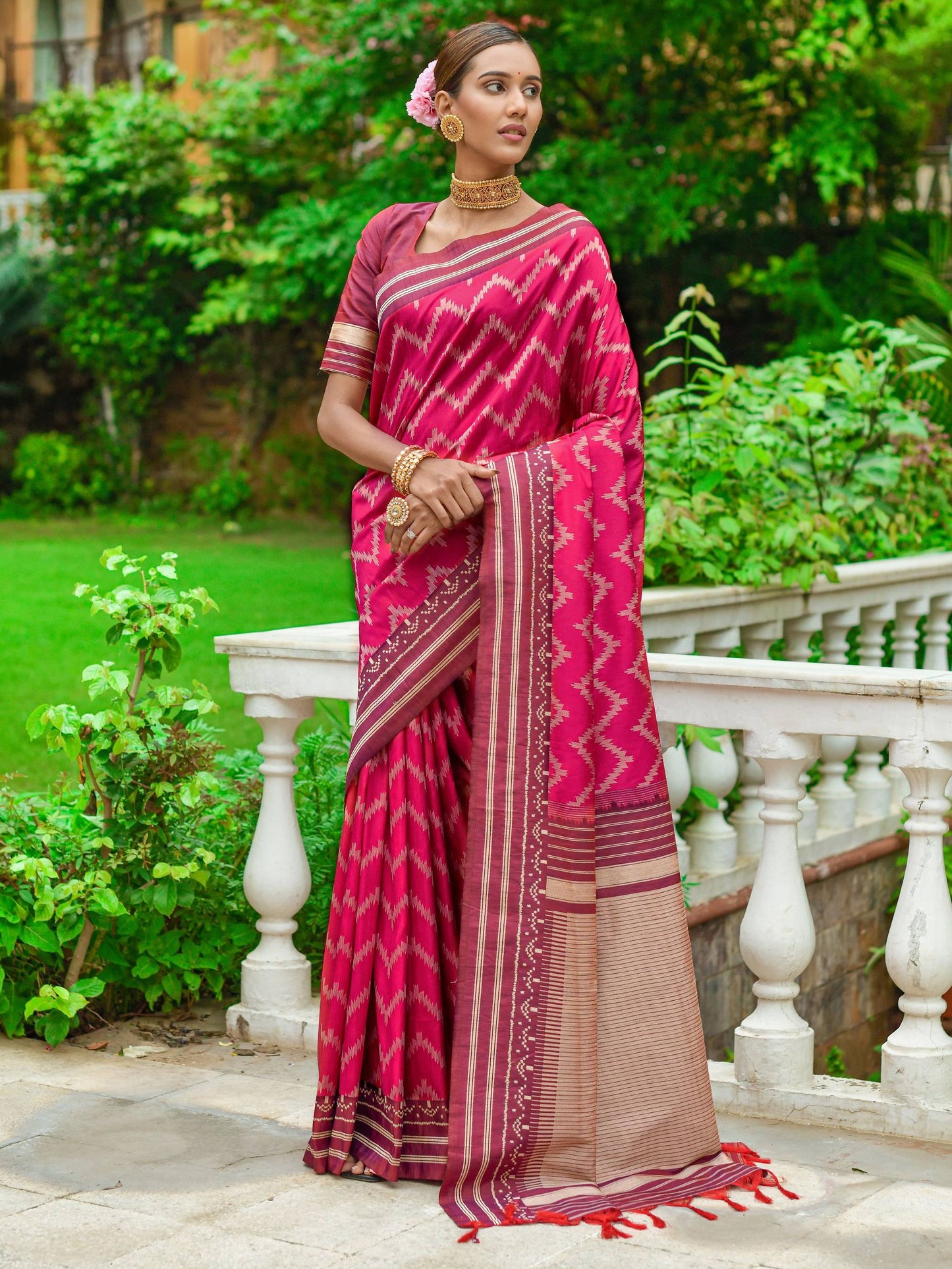 Zigzag -Handloom Weaving Silk Saree