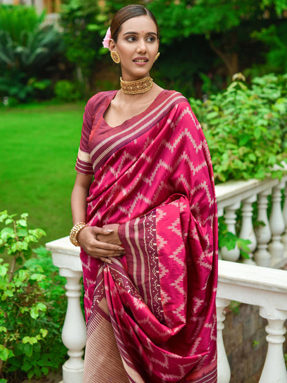 Zigzag -Handloom Weaving Silk Saree